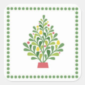 Folklore Kerstboom Sticker (Voorkant)