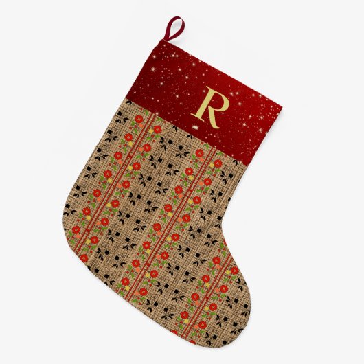 Folklore kerststooking Traditionele brief Grote Kerstsok (Voorkant (Hangend))