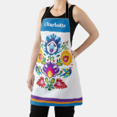 Folklore met bloemen en 2 vogels schort (Insitu)