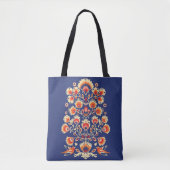 💙 💛 Folklore met gele bloemen en vogels Tote Bag (Voorkant)