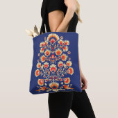 💙 💛 Folklore met gele bloemen en vogels Tote Bag (Dichtbij)