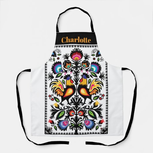 Folklore met roosters apron schort (Voorkant)