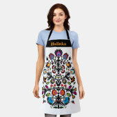 Folklore met zwarte besnoeiing Wycinanki Schort (Gedragen)