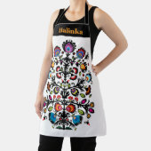 Folklore met zwarte besnoeiing Wycinanki Schort (Insitu)