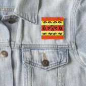 Folklore-ontwerp Vierkante Button 5,1 Cm (In situ)