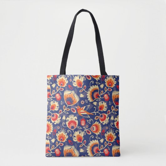 💛 🧡 Folklore patroon met gele bloemen 002 Tote Bag (Voorkant)