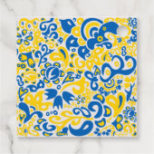 Folklore pattern with Oekrainian flag covu Bedankjes Labels (Achterkant)