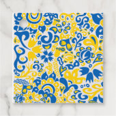 Folklore pattern with Oekrainian flag covu Bedankjes Labels (Voorkant)