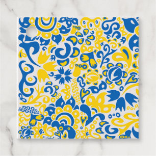 Folklore pattern with Oekrainian flag covu Bedankjes Labels