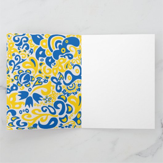 Folklore pattern with Oekrainian flag covu Bedankkaart (Binnen)