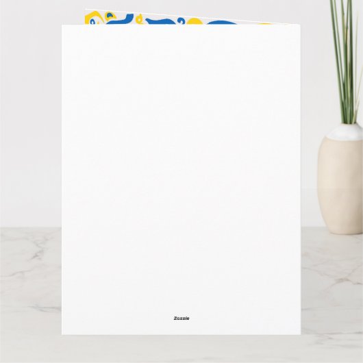 Folklore pattern with Oekrainian flag covu Bedankkaart (Achterkant)