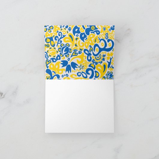 Folklore pattern with Oekrainian flag covu Bedankkaart (Binnen)