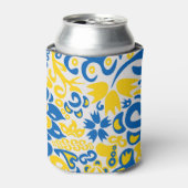 Folklore pattern with Oekrainian flag covu Blikjeskoeler (Blikje Voorkant)