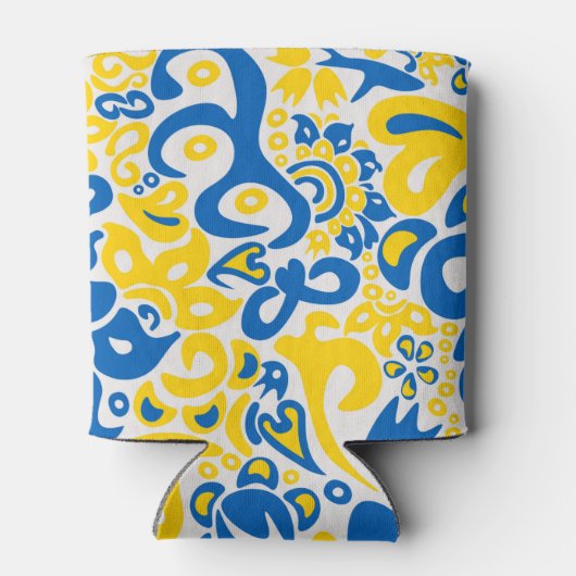 Folklore pattern with Oekrainian flag covu Blikjeskoeler (Achterkant)