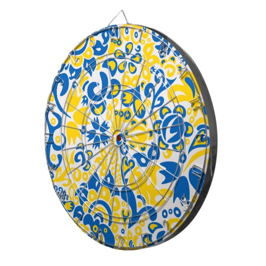 Folklore pattern with Oekrainian flag covu Dartbord (Voorkant Rechts)