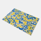 Folklore pattern with Oekrainian flag covu Deurmat (Schuin)