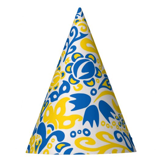 Folklore pattern with Oekrainian flag covu Feesthoedjes (Voorkant)