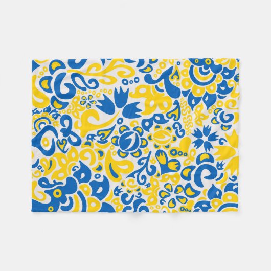 Folklore pattern with Oekrainian flag covu Fleece Deken (Voorkant (Horizontaal))