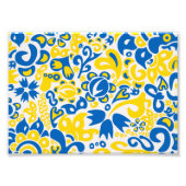 Folklore pattern with Oekrainian flag covu Foto Afdruk (Voorkant)