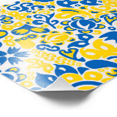 Folklore pattern with Oekrainian flag covu Foto Afdruk (Hoek)