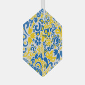 Folklore pattern with Oekrainian flag covu Glas Ornament (Voorkant Rechts)