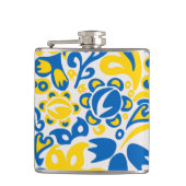 Folklore pattern with Oekrainian flag covu Heupfles (Voorkant)