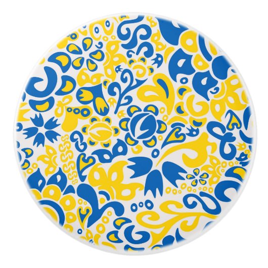 Folklore pattern with Oekrainian flag covu Keramische Knop (Voorkant)