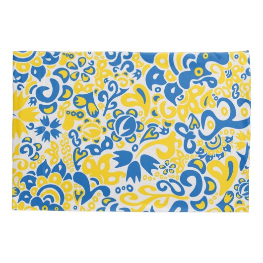 Folklore pattern with Oekrainian flag covu Kussensloop (Achterkant)