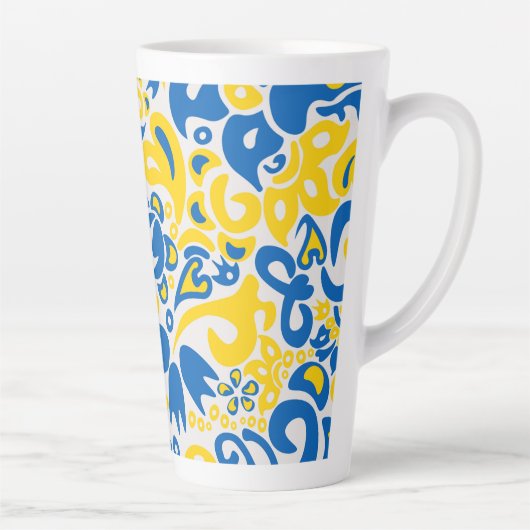 Folklore pattern with Oekrainian flag covu Latte Mok (Rechts)