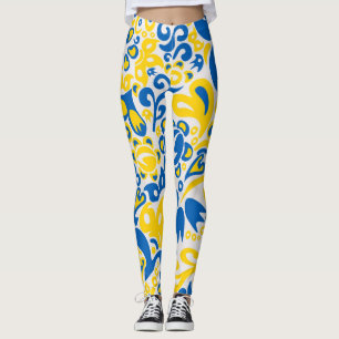 Folklore pattern with Oekrainian flag covu Leggings