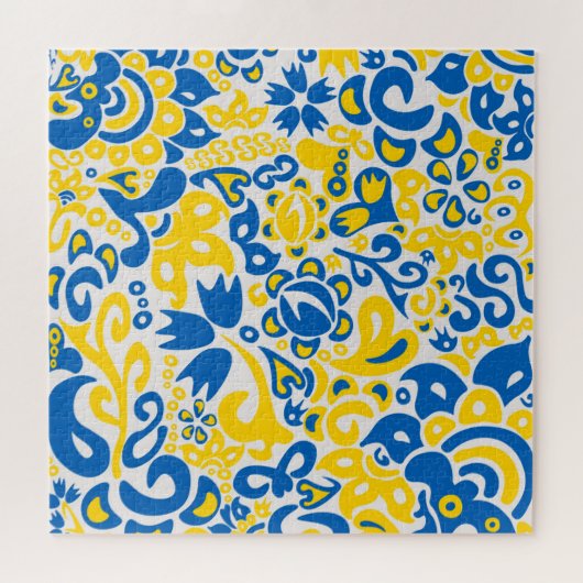 Folklore pattern with Oekrainian flag covu Legpuzzel (Horizontaal)