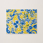 Folklore pattern with Oekrainian flag covu Legpuzzel (Horizontaal)