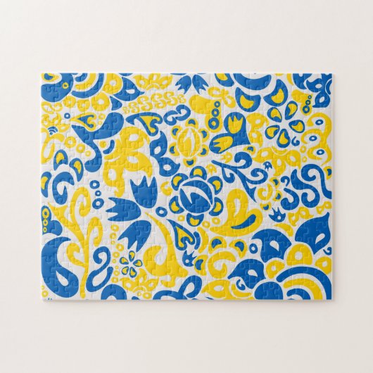 Folklore pattern with Oekrainian flag covu Legpuzzel (Horizontaal)