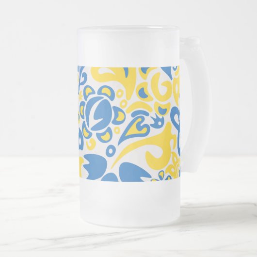 Folklore pattern with Oekrainian flag covu Matglas Bierpul (Voorkant rechts)