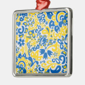 Folklore pattern with Oekrainian flag covu Metalen Ornament (Links)