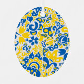 Folklore pattern with Oekrainian flag covu Metalen Ornament (Voorkant)
