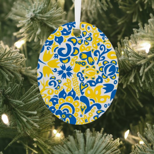 Folklore pattern with Oekrainian flag covu Metalen Ornament (Insitu)