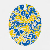 Folklore pattern with Oekrainian flag covu Metalen Ornament (Achterkant)
