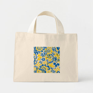 Folklore pattern with Oekrainian flag covu Mini Tote Bag