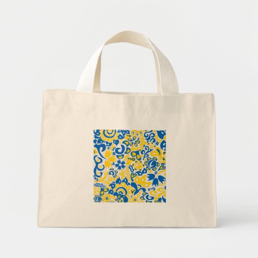 Folklore pattern with Oekrainian flag covu Mini Tote Bag (Voorkant)