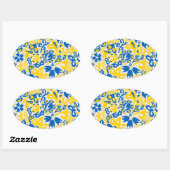 Folklore pattern with Oekrainian flag covu Ovale Sticker (Vel)