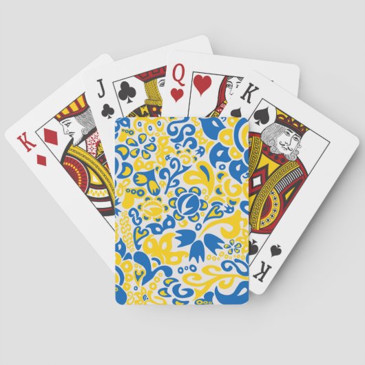 Folklore pattern with Oekrainian flag covu Pokerkaarten (Achterkant)