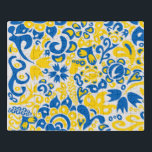 Folklore pattern with Oekrainian flag covu Puzzel<br><div class="desc">Folklore pattern with Oekrainian flag coñblue and yellow</div>