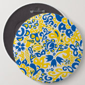 Folklore pattern with Oekrainian flag covu Ronde Button 6,0 Cm (Voorkant /achterkant)