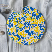 Folklore pattern with Oekrainian flag covu Ronde Button 6,0 Cm (In situ)