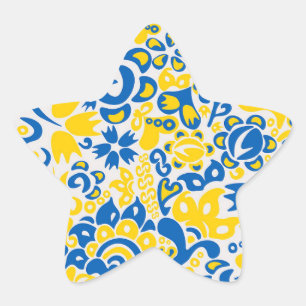 Folklore pattern with Oekrainian flag covu Ster Sticker