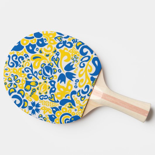 Folklore pattern with Oekrainian flag covu Tafeltennisbatje (Zijkant)