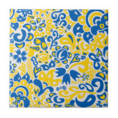 Folklore pattern with Oekrainian flag covu Tegeltje (Voorkant)