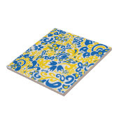 Folklore pattern with Oekrainian flag covu Tegeltje (Zijkant)