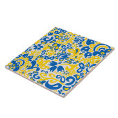 Folklore pattern with Oekrainian flag covu Tegeltje (Zijkant)